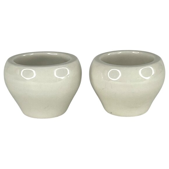 2 Vintage Hall China Open Salt Cellars White Ceramic Made In USA 1153 Dip Set - Picture 3 of 8